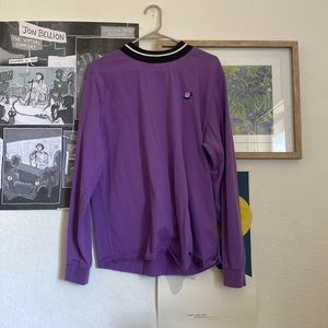 Large Purple E-Boy Rose Thin Pullover With Banded Collar